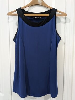 JKLA Navy Blue Sleeveless Shell with Black Trim